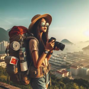 female backpacker on a hot summer day-7